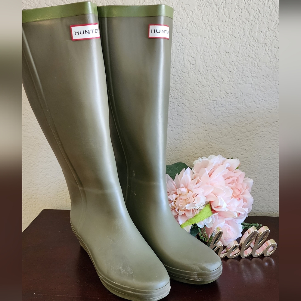 Hunter Olive Green Tall Rain Boots